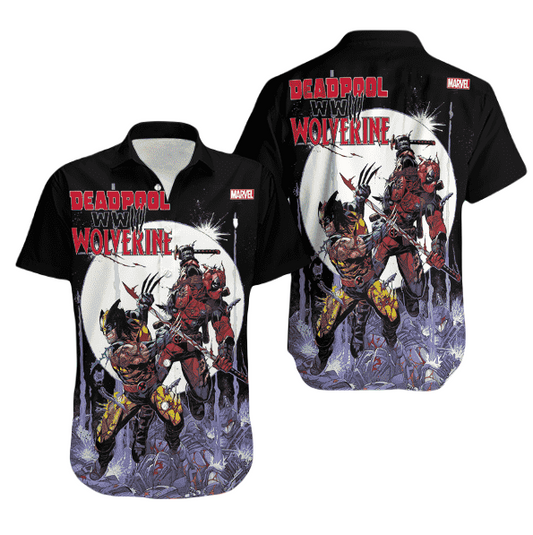 NoClaws Deadpool Hawaii Shirt Marvel Deadpool And Wolverine World War III Hawaiian Shirt Black Unisex
