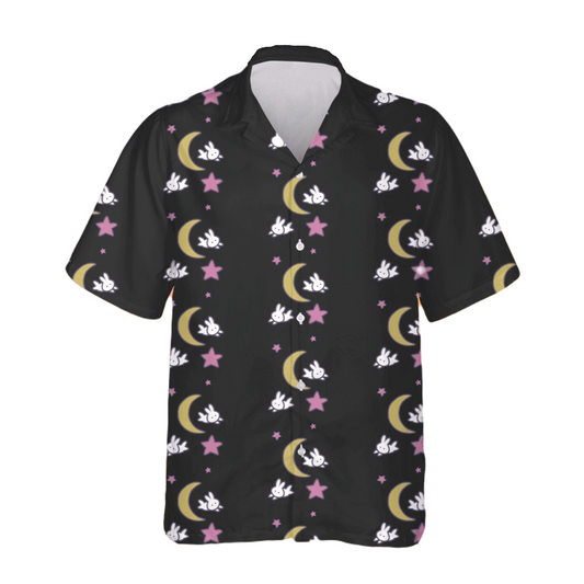 NoClaws NoClaws Sailor Moon Hawaii Shirt Sailor Moon Usagi Stars Bunny Hawaiian Shirt Black Unisex