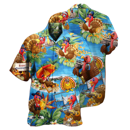 NoClaws Thanksgiving Hawaii Shirt Turkey Thanksgiving Beach Ocean Aloha Shirt Colorful Unisex