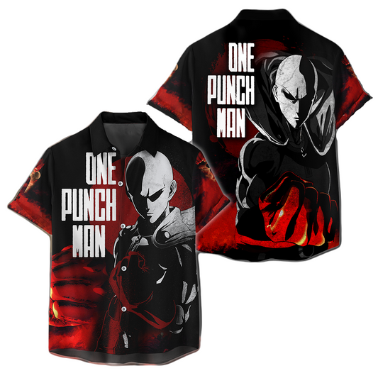NoClaws NoClaws One Punch Man Hawaii Shirt One Punch Man Furious Emotion Hawaiian Shirt Black Red Unisex
