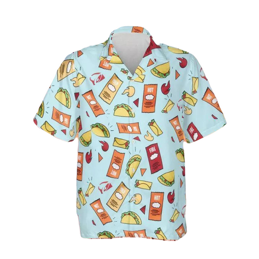 NoClaws Funny Hawaii Shirt Funny Tacos Burito Hot Sauce Pattern Hawaiian Shirt Colorful Unisex