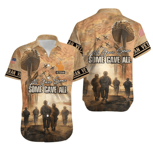 NoClaws Veteran Hawaii Shirt All Gave Some Soldier Walking Hawaiian Shirt Brown Unisex