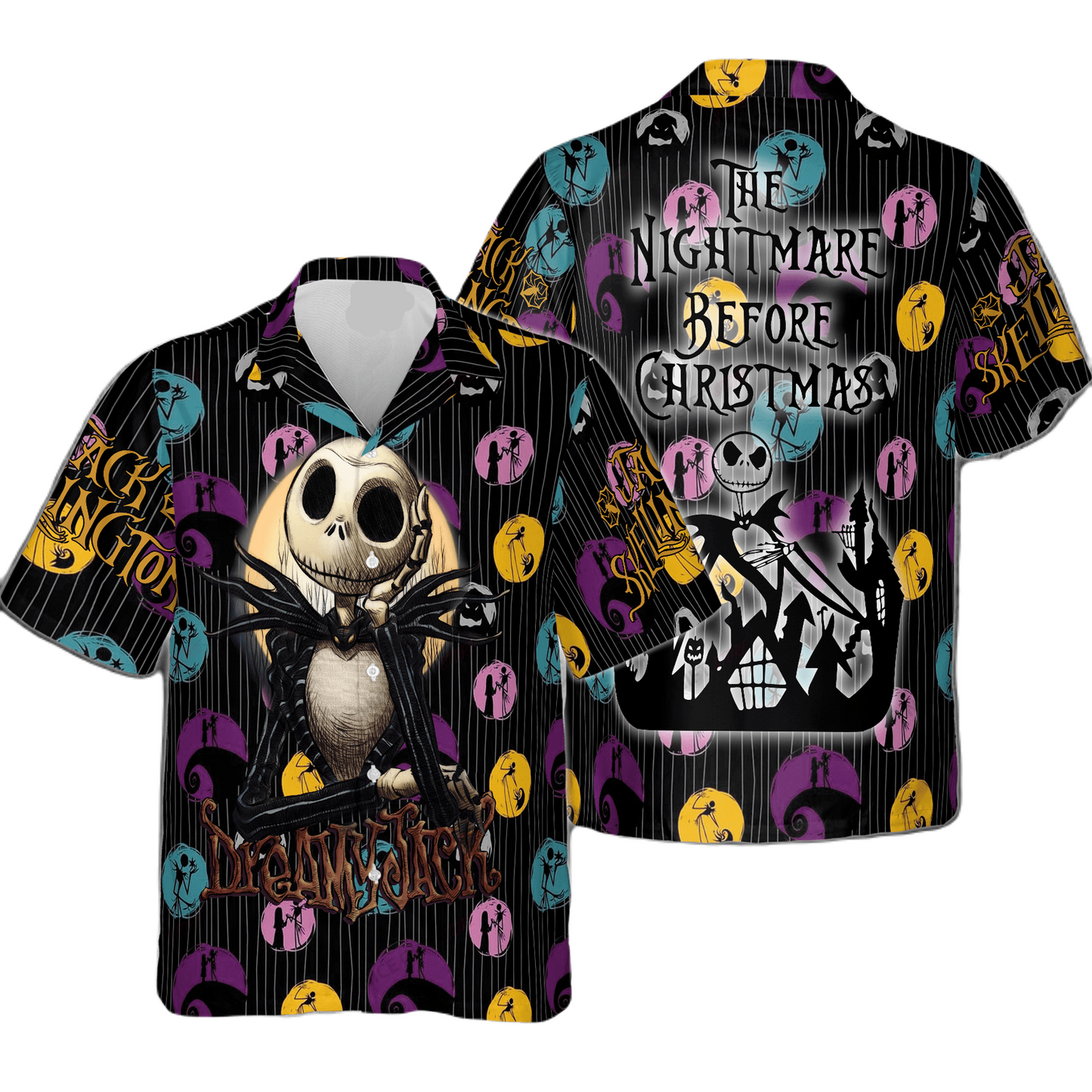 NoClaws The Nightmare Before Christmas Hawaii Shirt Dreamy Jack Graphic Aloha Shirt Black Unisex