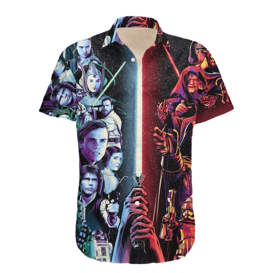 NoClaws Star Wars Hawaii Shirt Star Wars Characters Two Sides Hawaiian Shirt Black Red Unisex
