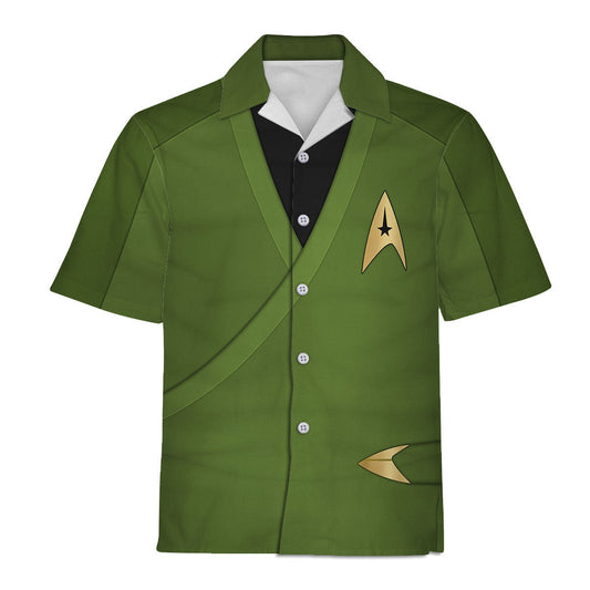 SaTr Captain Pike Green Cosplay Costume - Hawaiian Shirt