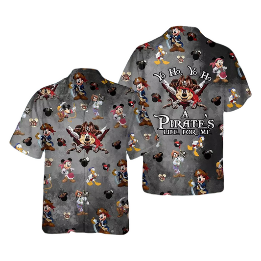 NoClaws Disney Hawaii Shirt Yo Ho Yo Ho A Pirates Life For Me Hawaiian Shirt Gray Unisex