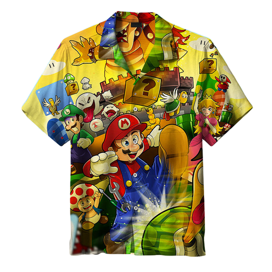 NoClaws Mario Hawaii Shirt Mario And Friends In Game Aloha Shirt Colorful Unisex