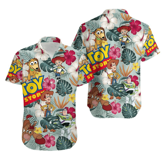 Toy Story Hawaii Shirt Disney Toy Story Characters Hibiscus Pattern Hawaiian Shirt Colorful Unisex