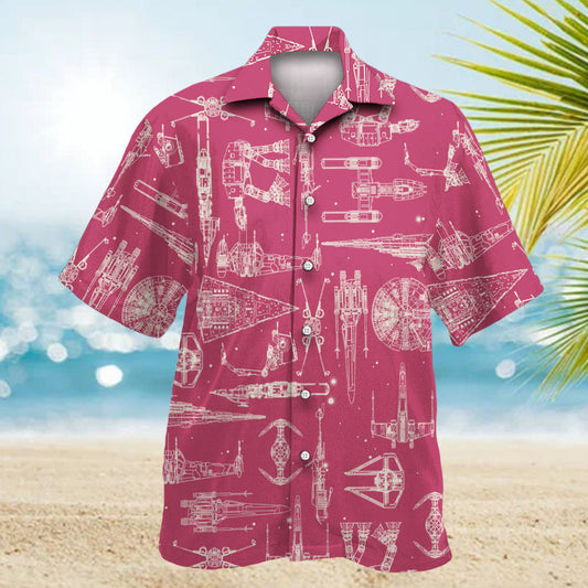 Space Ships Stwa Pink - Hawaiian Shirt