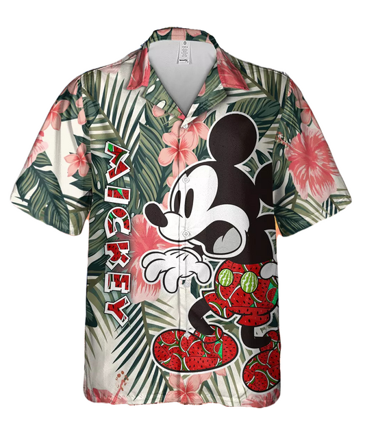 NoClaws MM Hawaii Shirt Disney MM In Watermelon Suit Tropical Pattern Hawaiian Shirt Colorful Unisex
