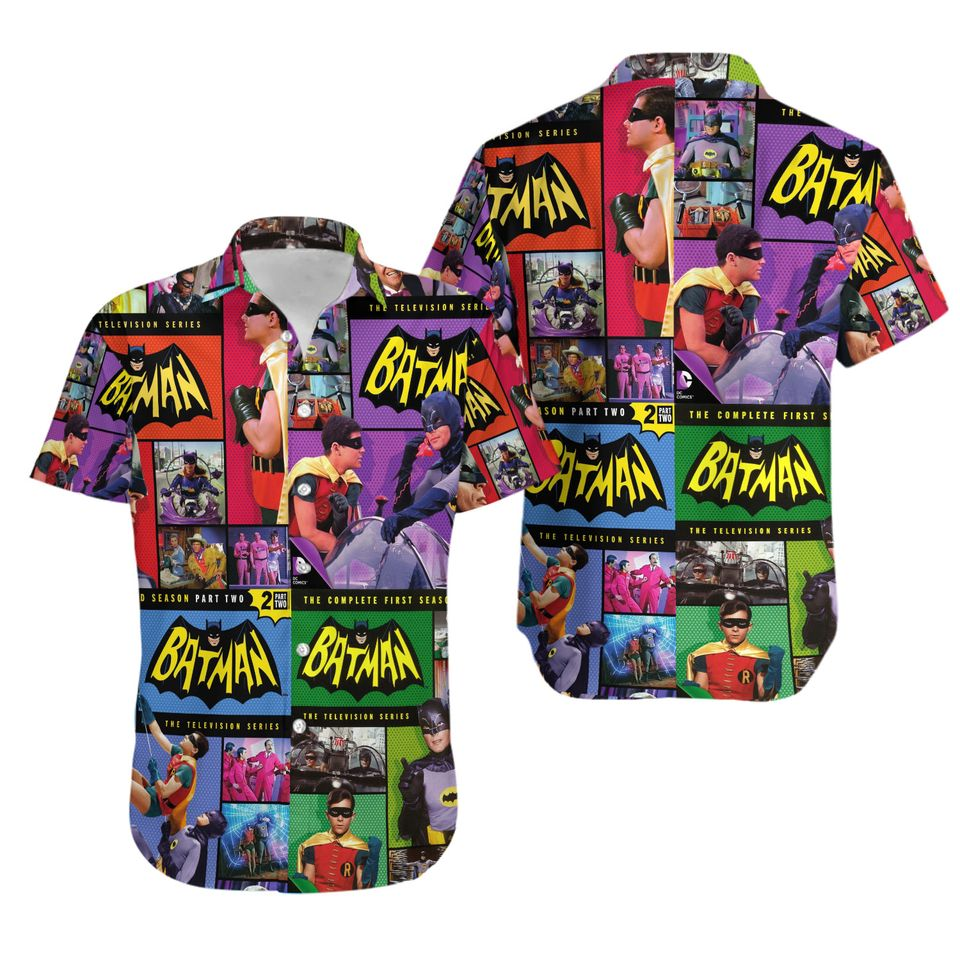NoClaws Batman Hawaii Shirt DC Batman 1966 Movie Pattern Hawaiian Shirt Colorful Unisex