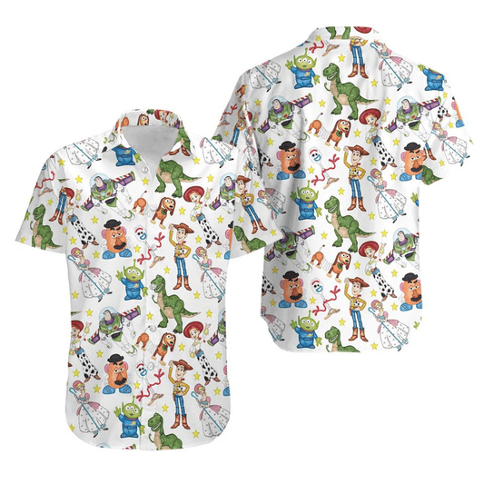 Toy Story Hawaii Shirt Disney All Toy Story Characters Pattern Hawaiian Shirt White Unisex