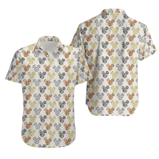 NoClaws MM Hawaii Shirt Disney Safari Style MM Ears Pattern Hawaiian Shirt Colorful Unisex