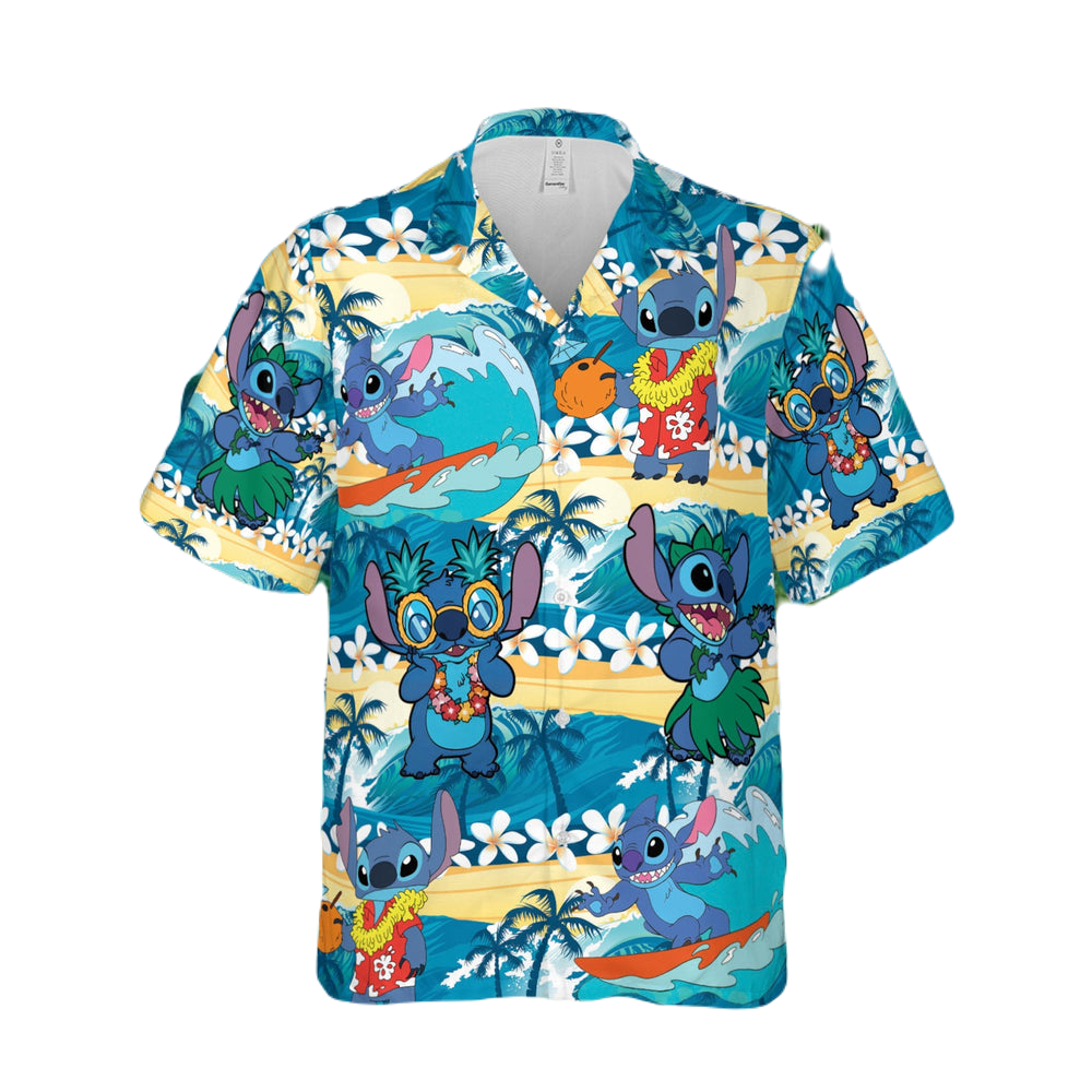 NoClaws Stitch Hawaii Shirt Ocean Surfing Stitch Aloha Shirt Colorful Unisex Adults New Release