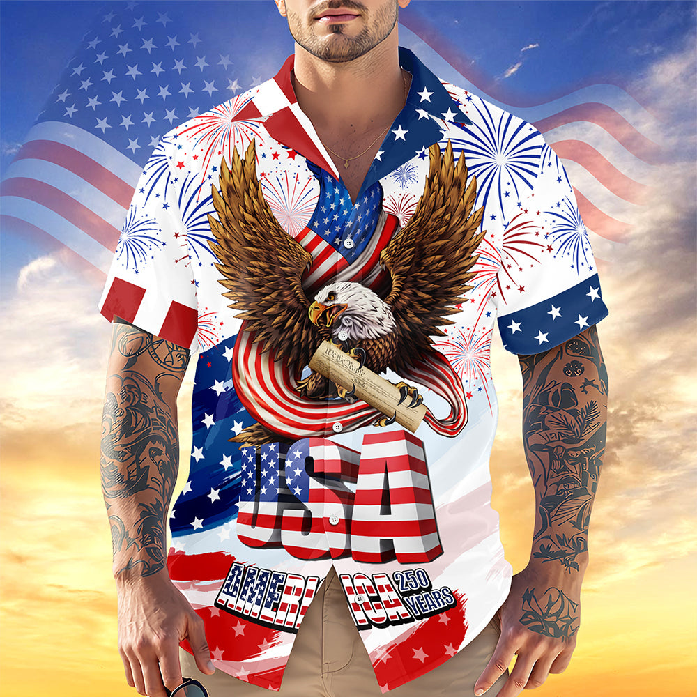 America 250 Years 1776-2026 - Hawaiian Shirt - Gift for Dad, Husband, Grandpa HN02