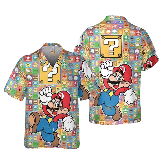 NoClaws Mario Hawaii Shirt Mario Mystery Box Aloha Shirt Colorful Unisex