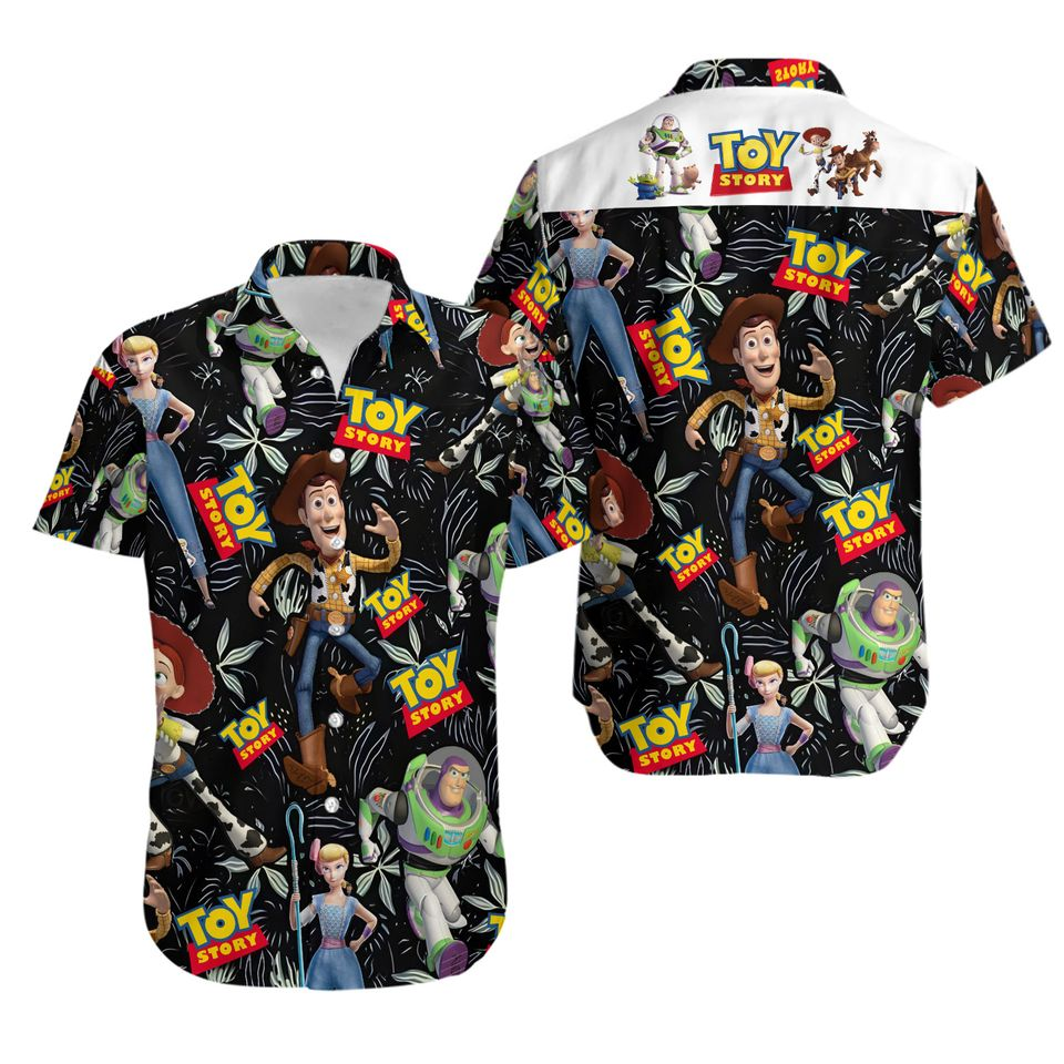 Toy Story Hawaii Shirt Disney Woody Jessie Buzz Pattern Hawaiian Shirt Black Unisex