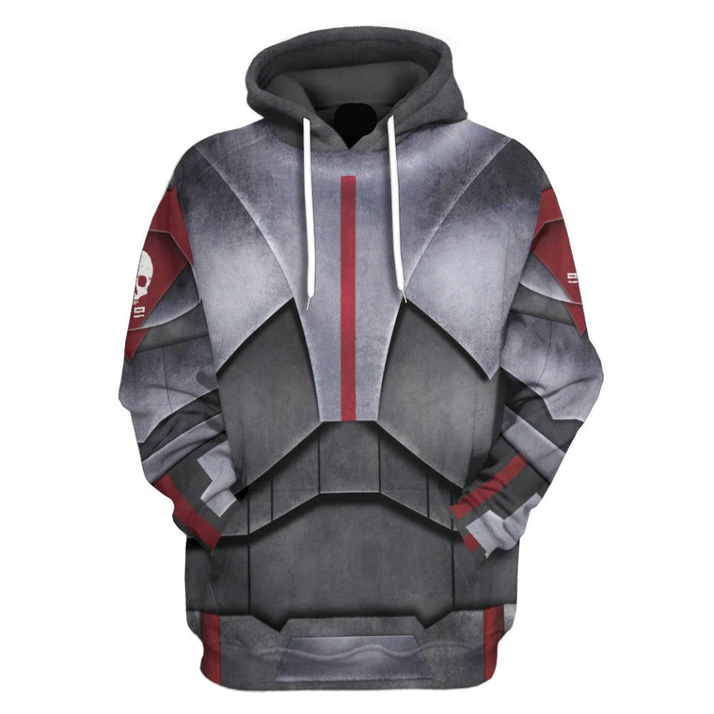 SW Hoodie The Bad Batch Armor Costume SW Cosplay T-shirt Gray Silver Unisex Adults