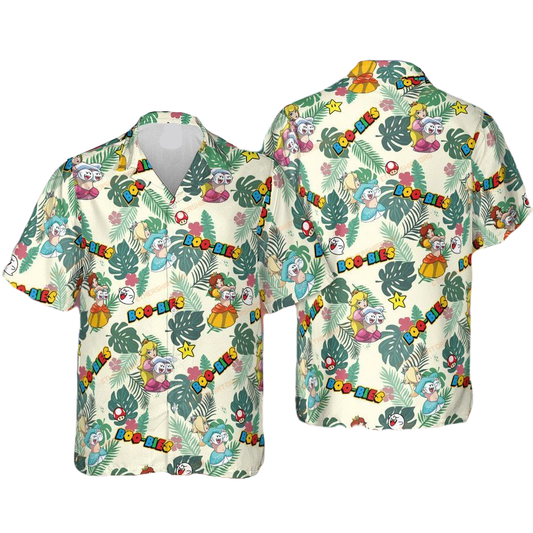 NoClaws Mario Hawaii Shirt Super Mario Boo-Bies Pattern Aloha Shirt Colorful Unisex
