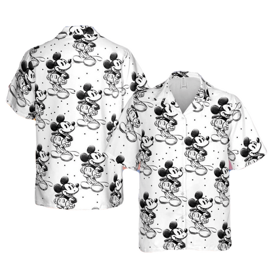 NoClaws MM Hawaii Shirt Disney Sketch Of Vintage MM Pattern Hawaiian Shirt White Unisex