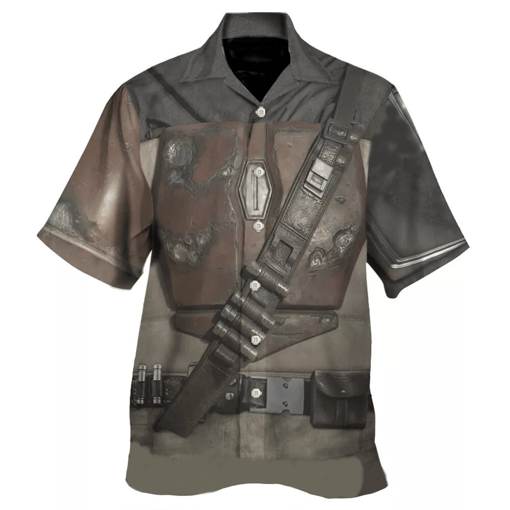 NoClaws Star Wars Hawaii Shirt The Mandalorian Suit Costume Hawaiian Shirt Brown Gray Unisex