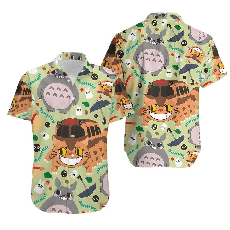 NoClaws Studio Ghibli Hawaii Shirt Cute Catbus Totoro Pattern Hawaiian Shirt Colorful Unisex
