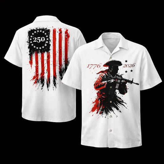 USA 250th Anniversary Hawaiian Shirt 1776-2026 Patriot Soldier Flag