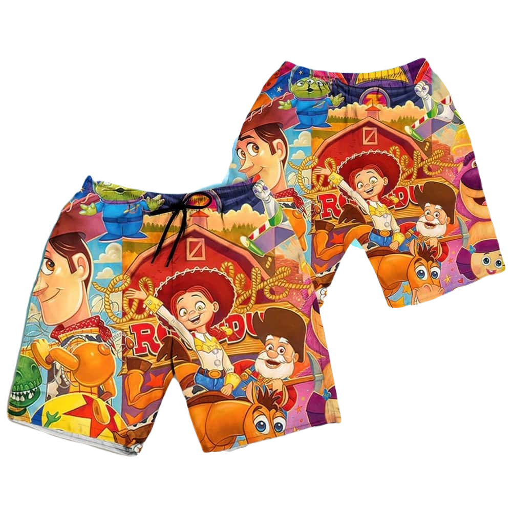 Toy Story Shorts Disney Toy Story Characters Pattern Beach Shorts Colorful
