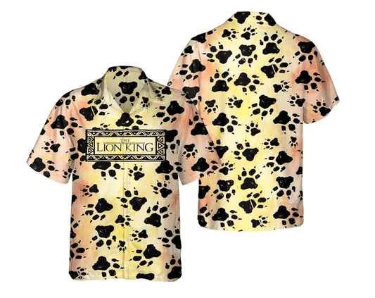 Lion King Hawaii Shirt Disney Lion King Footprints Pattern Hawaiian Shirt Orange Yellow Unisex