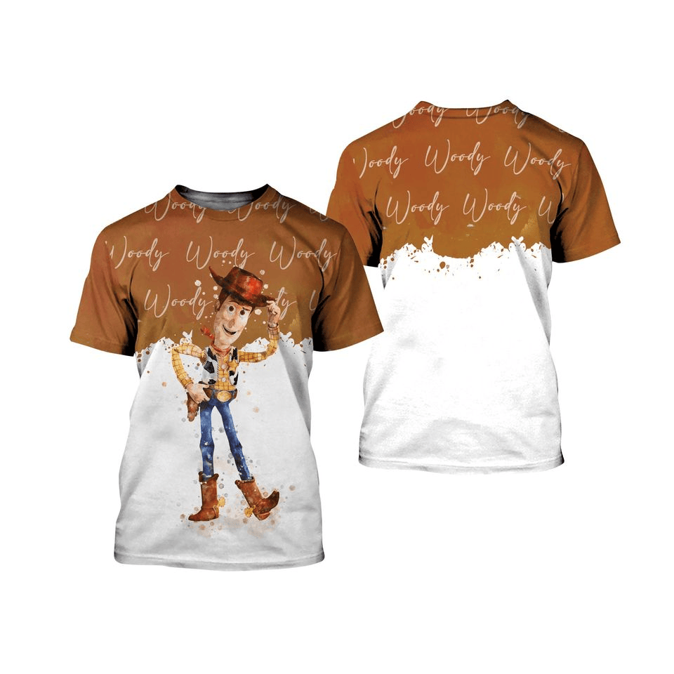 Toy Story T-shirt DN Toy Story Woody Watercolor T-shirt White Brown Unisex