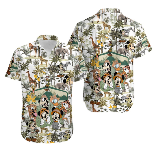 NoClaws Disney Hawaii Shirt Disney Animal Kingdom Tropical Pattern Hawaiian Shirt Green Unisex
