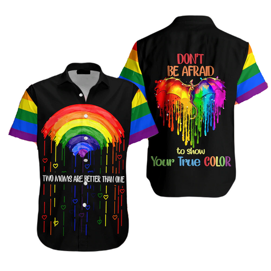 NoClaws NoClaws LGBT Hawaii Shirt Two Moms Re Better Than One Hawaiian Shirt Colorful Unisex