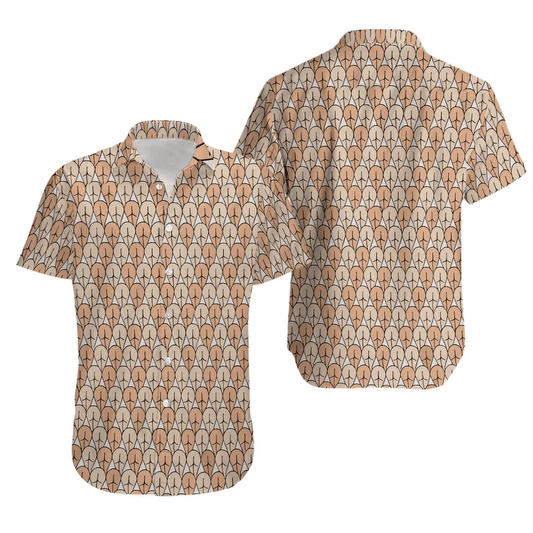NoClaws Funny Hawaii Shirt Funny Butt Doodle Pattern Hawaiian Shirt Brown Unisex