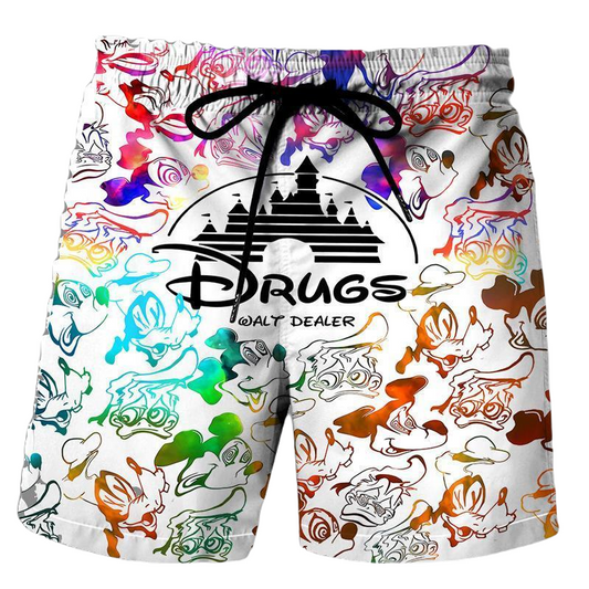 Disney Shorts Walt Dealer Drugs Disney Characters Beach Shorts Colorful