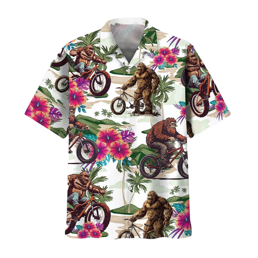 NoClaws Bigfoot Hawaii Shirt Bigfoot And Mountain Bike Summer Hawaiian Shirt Colorful Unisex