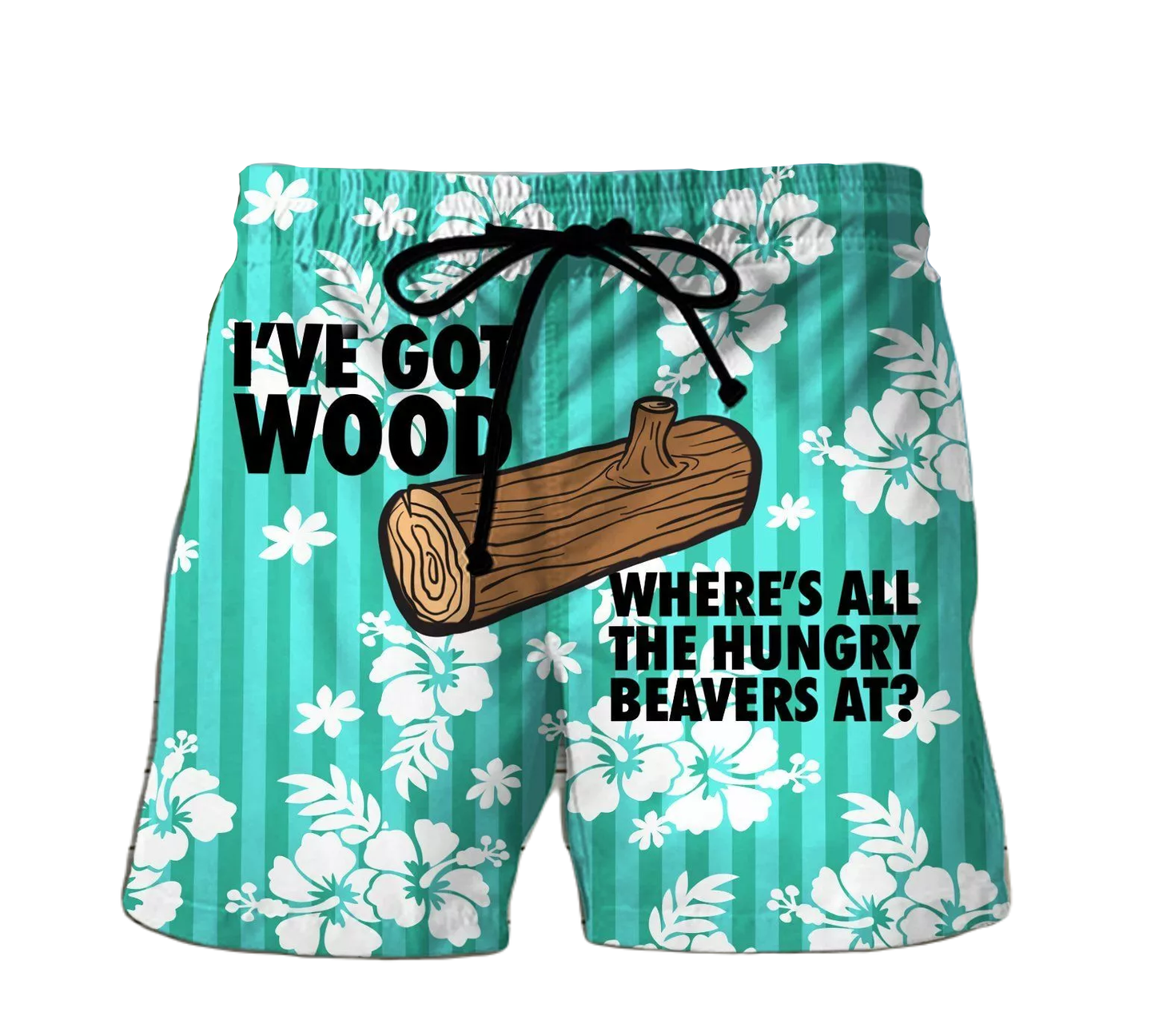 Funny Shorts Where's All the Hungry Beavers at Beach Shorts Green