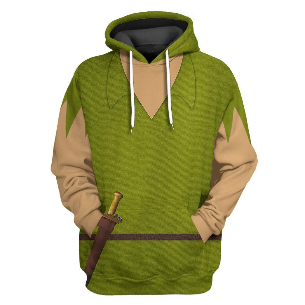 DN Hoodie Peter Pan Costume T-shirt Green Unisex Adults New Release
