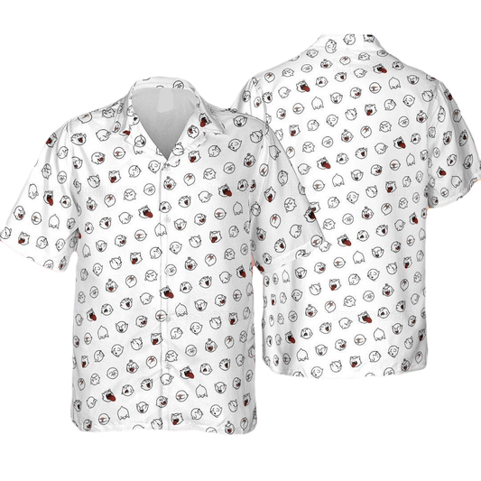 NoClaws Mario Hawaii Shirt Super Mario Boo Pattern Aloha Shirt White Unisex