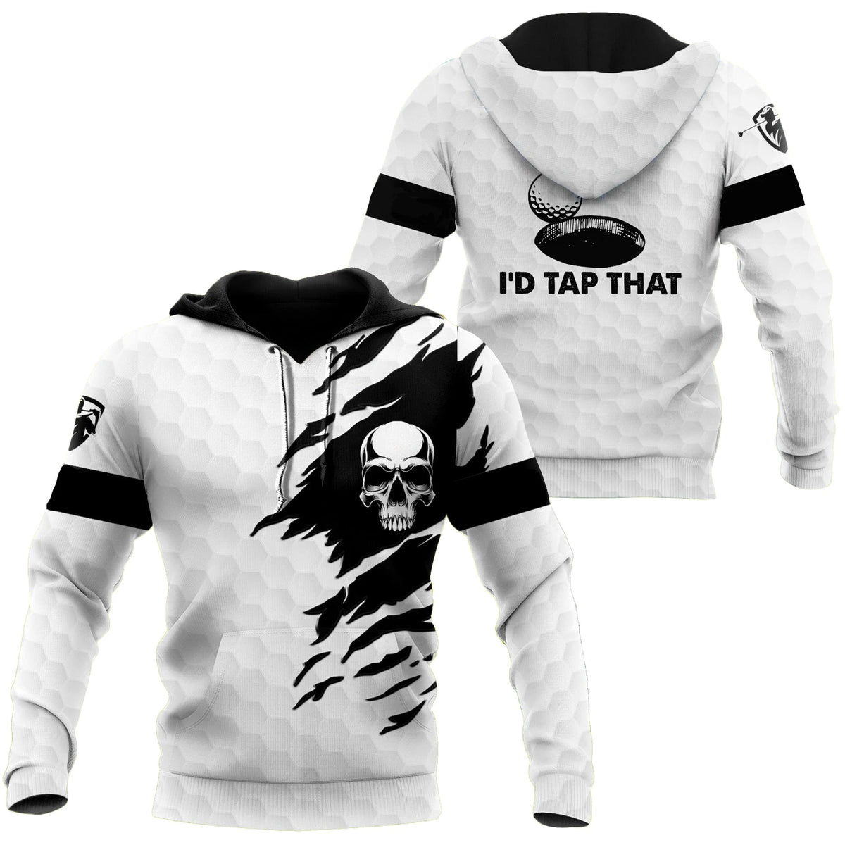 Golf Hoodie Golf Ball Skin I'd Tap That Hoodie White Black Unisex