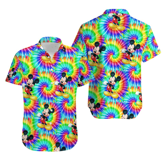 NoClaws MM Hawaii Shirt Disney MM Twinking Pattern Tie Dye Style Hawaiian Shirt Colorful Unisex
