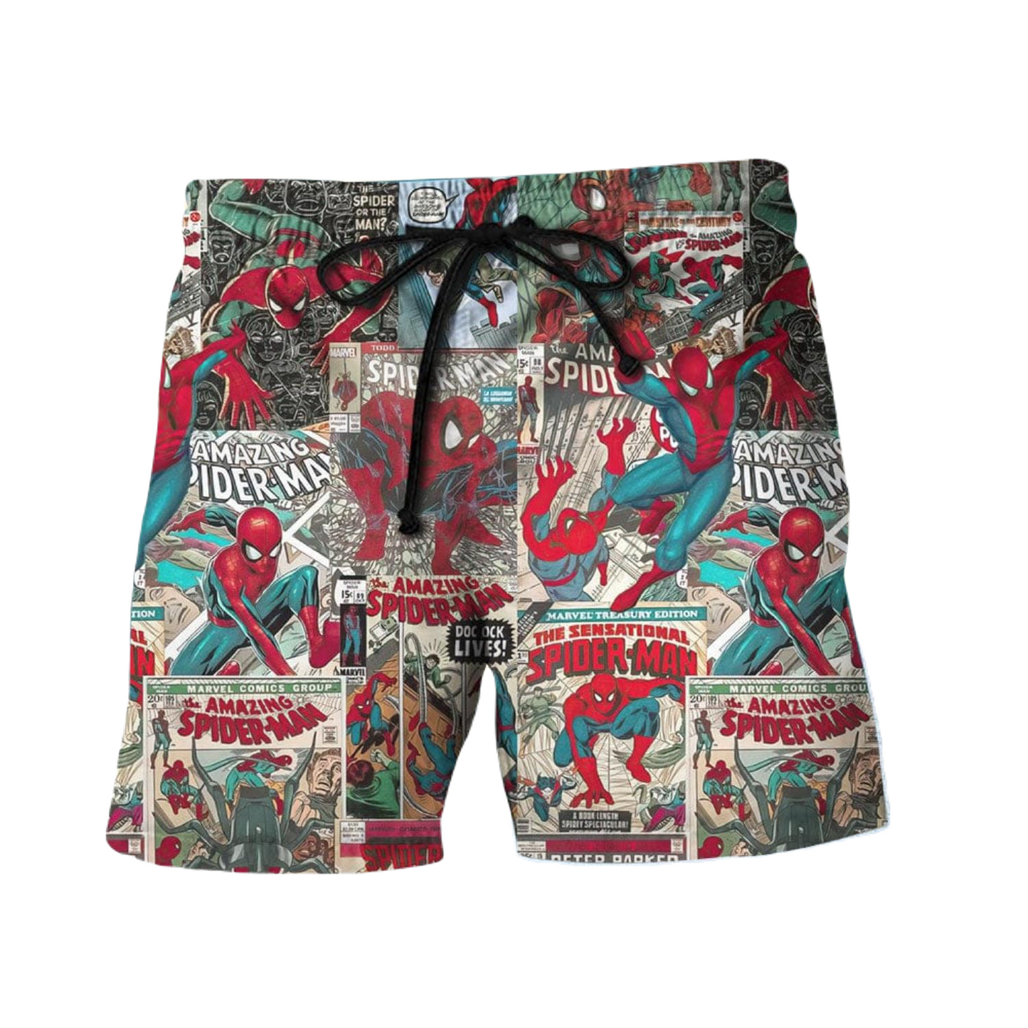 Spiderman Shorts the Amazing and Sensational Spiderman Comic Beach Shorts Red Blue