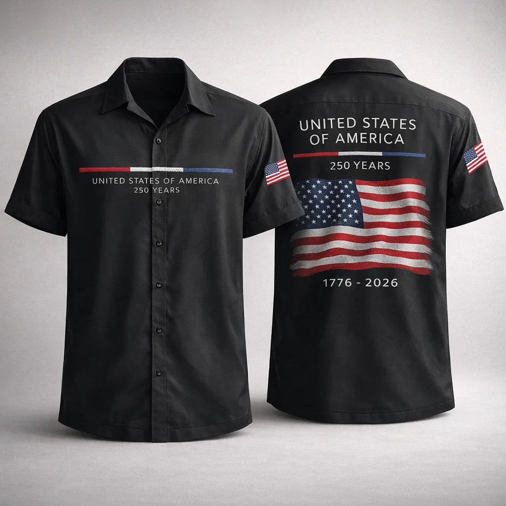 USA 250 Years Hawaiian Shirt American Flag 1776-2026 Patriotic