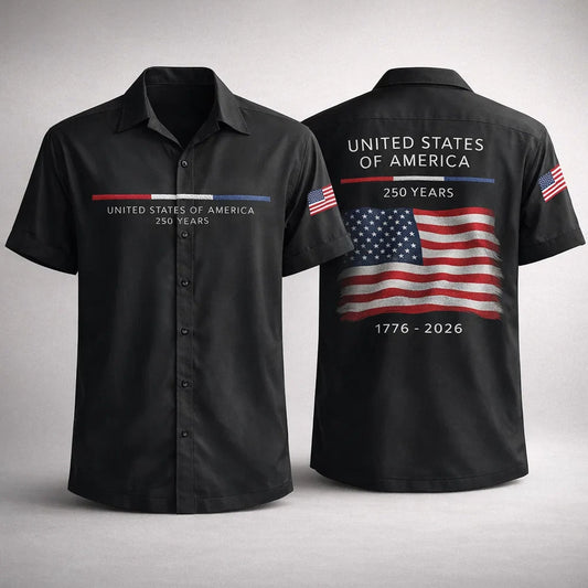 USA 250 Years Hawaiian Shirt American Flag 1776-2026 Patriotic
