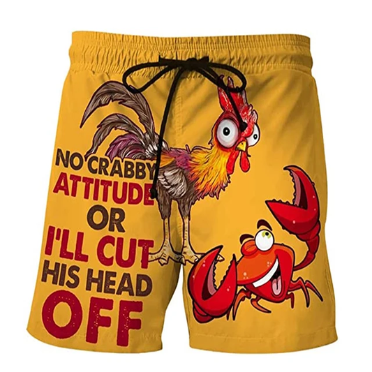 Funny Shorts no Crabby Attitude or His Head Off Beach Shorts Orange