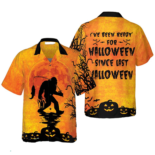 NoClaws Bigfoot Hawaii Shirt Bigfoot Has Been Ready For Halloween Hawaiian Shirt Orange Unisex