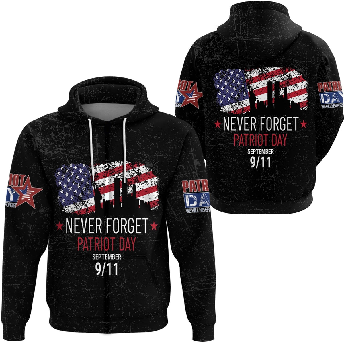 Patriot Day Hoodie Never Forget Patriot Day September 911 Hoodie Black Unisex