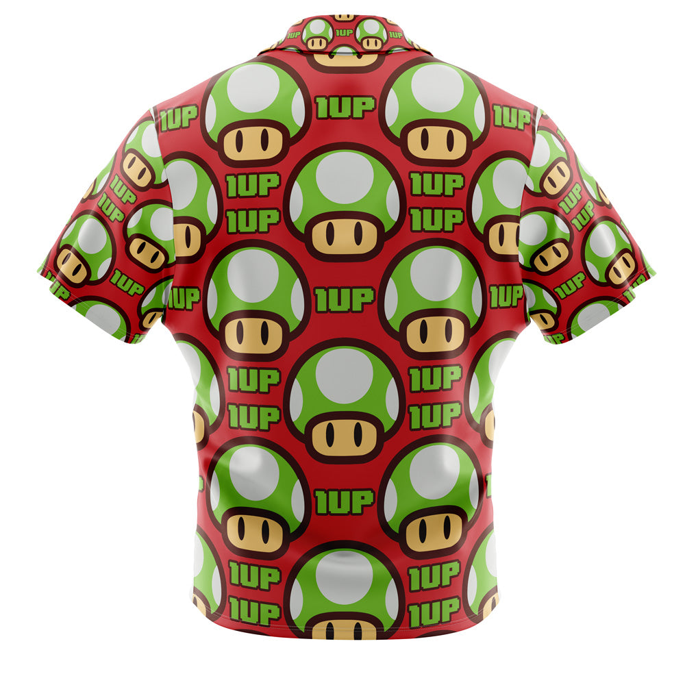 1Up Mushroom Super Mario Bros Button Up Hawaiian Shirt