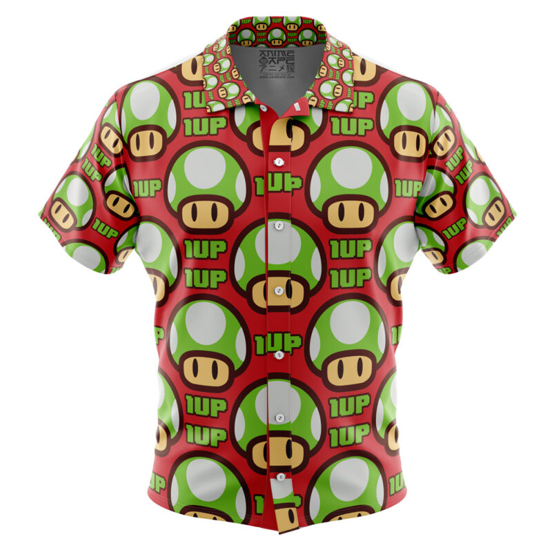 1Up Mushroom Super Mario Bros Button Up Hawaiian Shirt