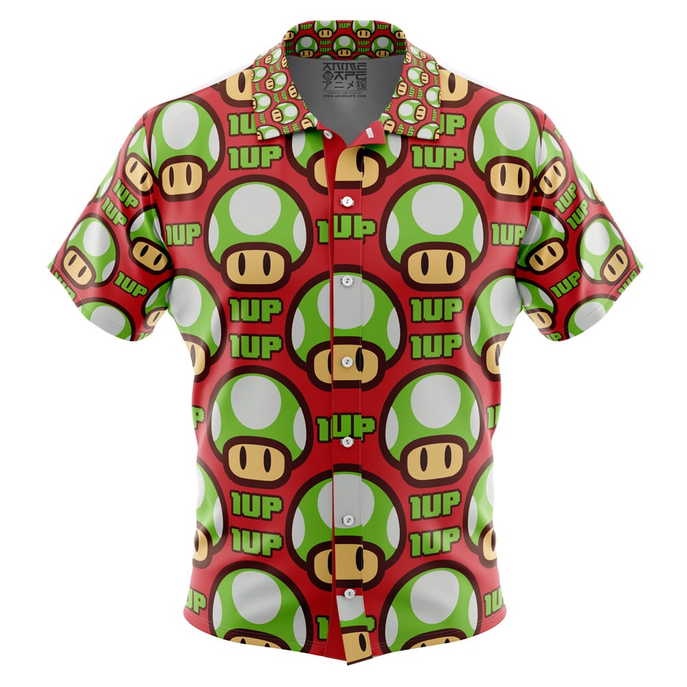 1Up Mushroom Super Mario Bros Button Up Hawaiian Shirt