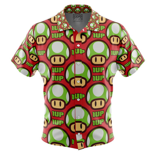 1Up Mushroom Super Mario Bros Button Up Hawaiian Shirt